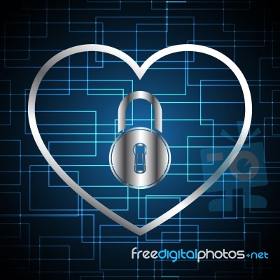 Technology Cyber Security Lock Love Heart Stock Image