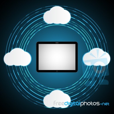 Technology Digital Cyber Security Computer Tablet Cloud Backgrou… Stock Image