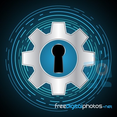 Technology Digital Cyber Security Keyhole Gear Background Stock Image