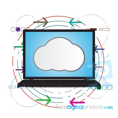 Technology Digital Cyber Security Laptop Cloud Stock Image