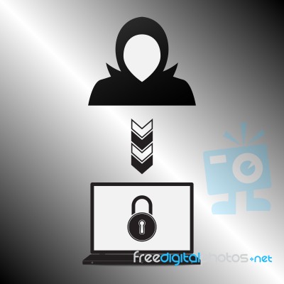 Technology Digital Cyber Security Laptop Lock Hacker Background Stock Image