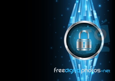 Technology Digital Cyber Security Lock Circle Background Stock Image