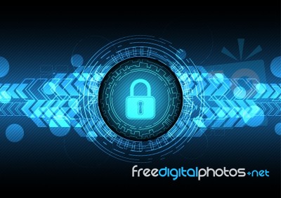 Technology Digital Cyber Security Lock Circle Background Stock Image