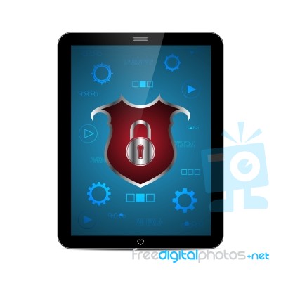 Technology Digital Cyber Security Lock Shield Tablet Stock Image