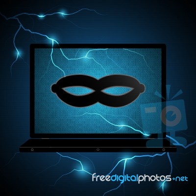 Technology Digital Cyber Security Mask Laptop Thunderbolt Backgr… Stock Image