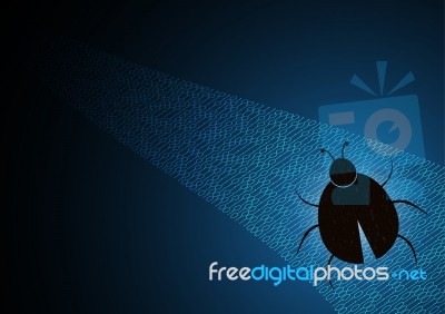 Technology Digital Future Abstract Cyber Security Bug Background… Stock Image