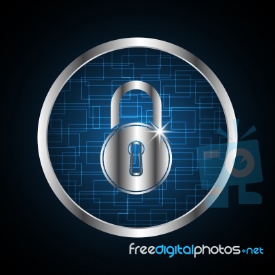 Technology Digital Future Abstract Cyber Security Circle Lock Ba… Stock Image