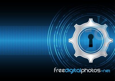 Technology Digital Future Abstract Cyber Security Gear Keyhole Stock Image