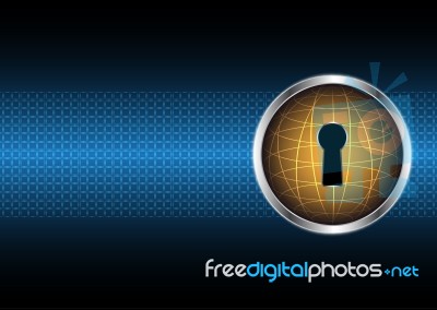 Technology Digital Future Abstract Cyber Security Globe Keyhole Stock Image