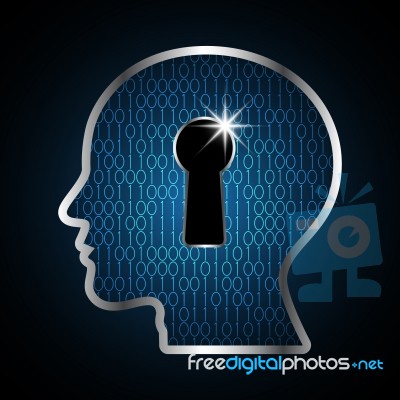 Technology Digital Future Abstract Cyber Security Human Head Key… Stock Image