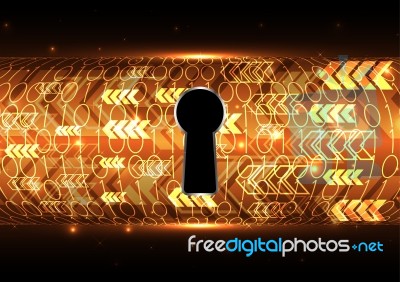 Technology Digital Future Abstract Cyber Security Keyhole Binary… Stock Image