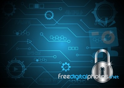 Technology Digital Future Abstract Cyber Security Lock Circuit B… Stock Image