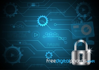 Technology Digital Future Abstract Cyber Security Lock Circuit B… Stock Image