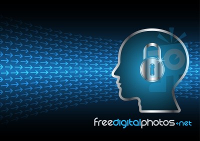 Technology Digital Future Abstract Cyber Security Lock Human Hea… Stock Image