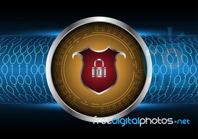 Technology Digital Future Abstract Cyber Security Shield Lock Ci… Stock Image