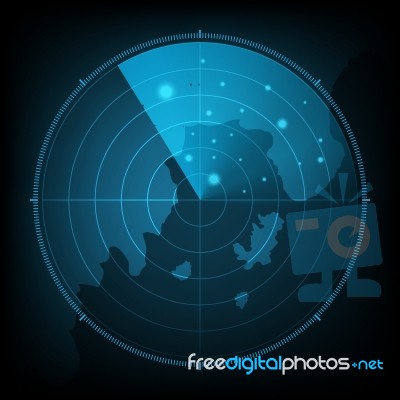 Technology Digital Future Abstract Radar Screen Map Background Stock Image