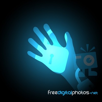 Technology Digital Future Abstract Security Hand Lock Stock Image