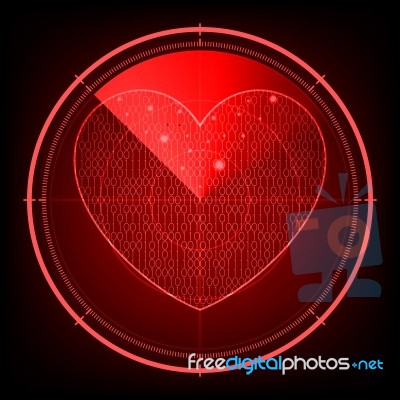 Technology Digital Future Radar Screen Love Heart Background Stock Image