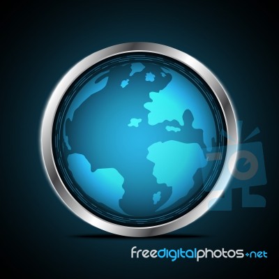 Technology Digital Globe Metal Circle Background Stock Image