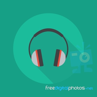 Technology Flat Icon. Headphones Stock Image