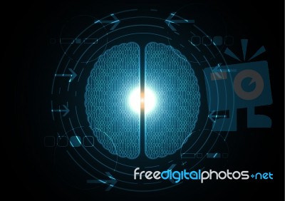 Technology Future Abstract Binary Brain Arrow Stock Image