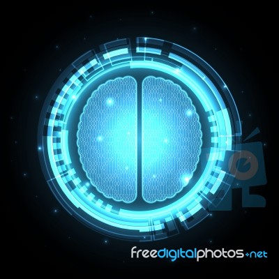 Technology Future Abstract Binary Brain Circle Stock Image