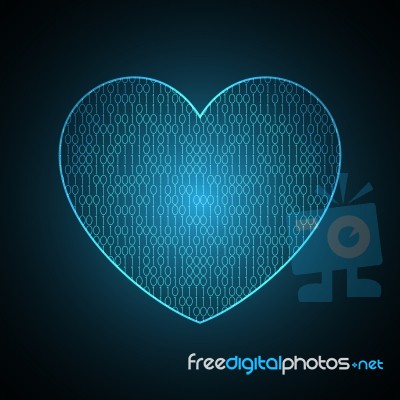 Technology Future Abstract Binary Love Heart Stock Image