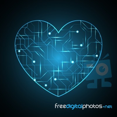 Technology Future Abstract Circuit Love Heart Stock Image