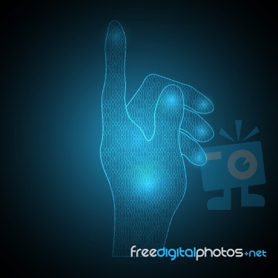 Technology Future Binary Touch Point Hand Stock Image