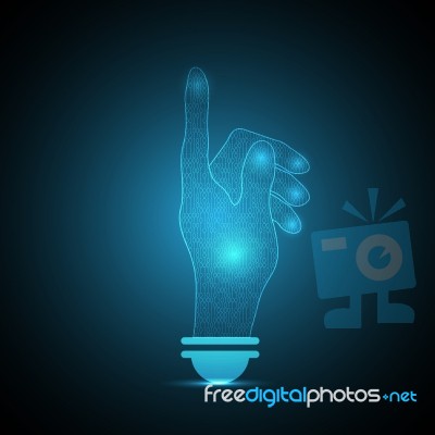 Technology Future Binary Touch Point Hand Light Bulb Stock Image