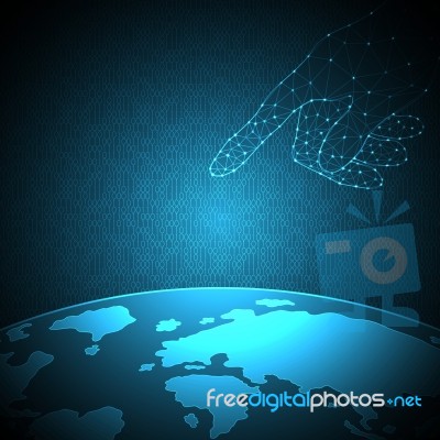 Technology Future Hand Touch World Stock Image