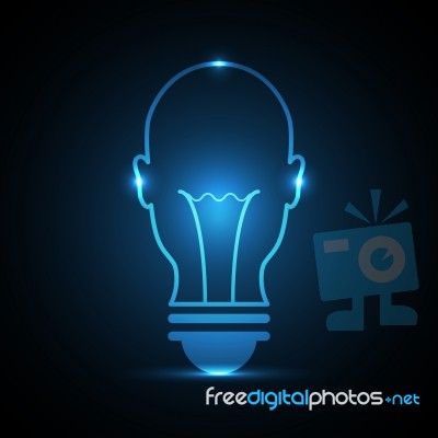 Technology Future Head Front Light Bulb Stock Image