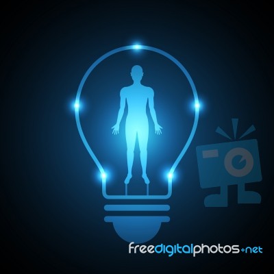 Technology Future Human Body Light Bulb Stock Image