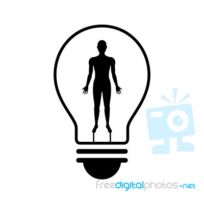 Technology Future Human Body Light Bulb Stock Image