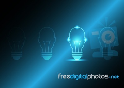 Technology Future Human Head Light Bulb Stock Image