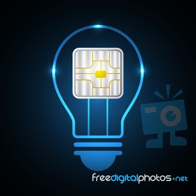 Technology Future Light Bulb Card Chip Stock Image