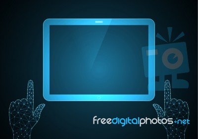 Technology Future Point Touch Hand Tablet Stock Image