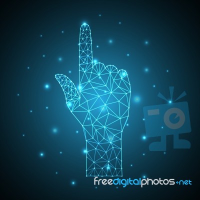 Technology Future Polygon Geometric Point Touch Hand Stock Image