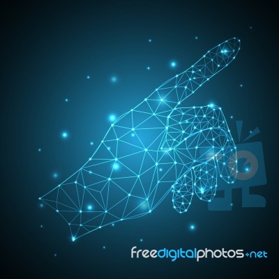 Technology Future Polygon Geometric Point Touch Hand Stock Image