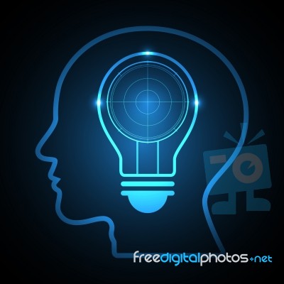 Technology Future Radar Light Bulb Head Stock Image