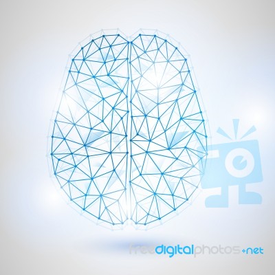 Technology Low Poly Design Of Human Brain With Binary Digits Stock Image