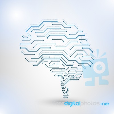 Technology Low Poly Design Of Human Brain With Binary Digits Stock Image