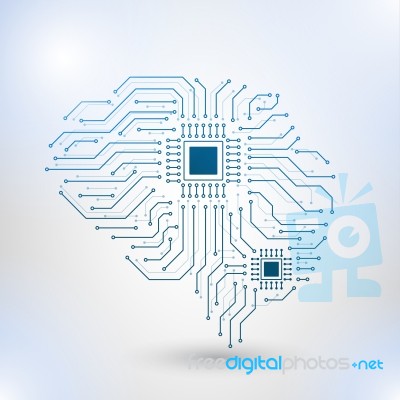 Technology Low Poly Design Of Human Brain With Binary Digits Stock Image