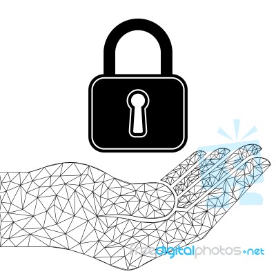 Technology Polygon Geometric Hand Holding Lock Stock Image