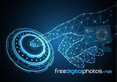 Technology Polygon Geometric Hand Point Circle Background Stock Image