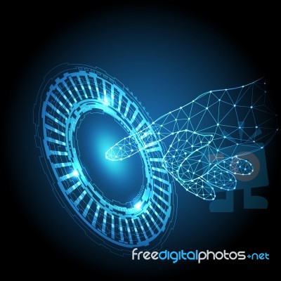 Technology Polygon Geometric Hand Point Circle Background Stock Image