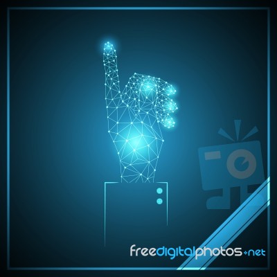 Technology Polygon Touch Point Hand Businessman Suit Sleeve Stock Image