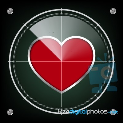 Technology Radar Screen Red Heart Stock Image