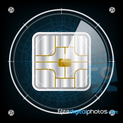 Technology Radar Screen Security Card Chip Stock Image