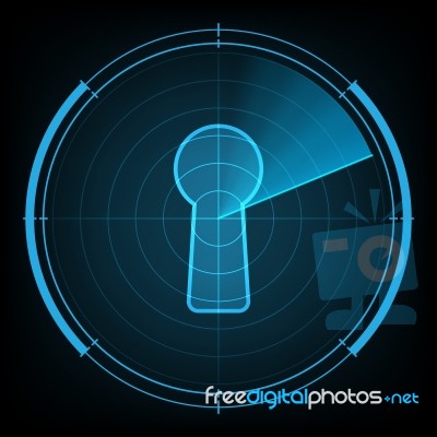 Technology Radar Screen Security Keyhole Stock Image